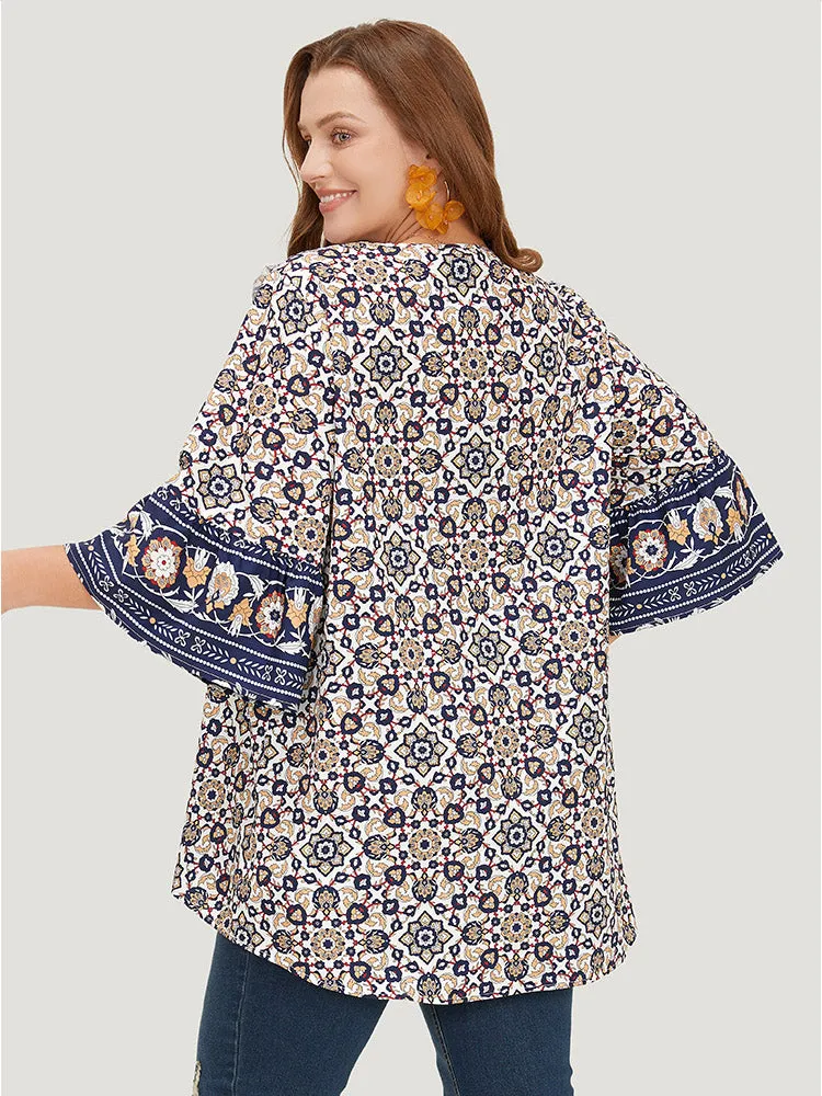 Bandana High Low Hem Bell Sleeve Blouse sold by Bloomchic product image thumbnail 2