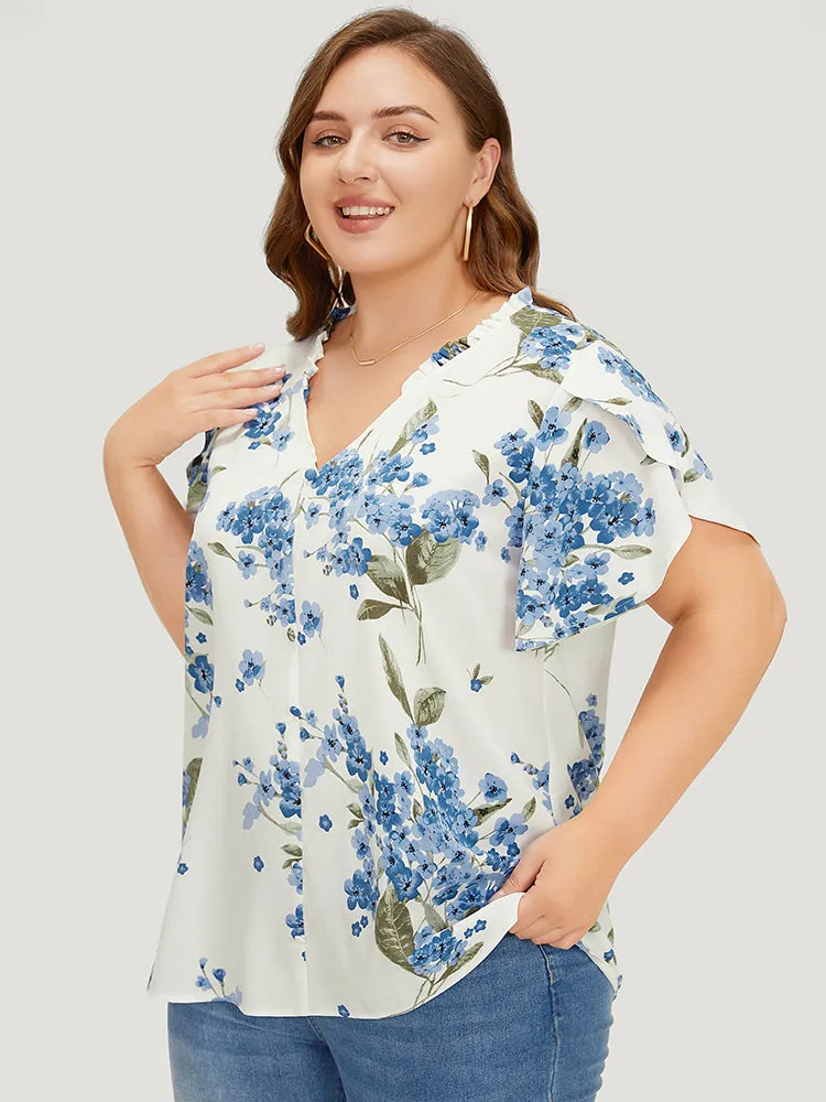 Floral Frill Trim Petal Sleeve Blouse sold by Bloomchic product image thumbnail 4