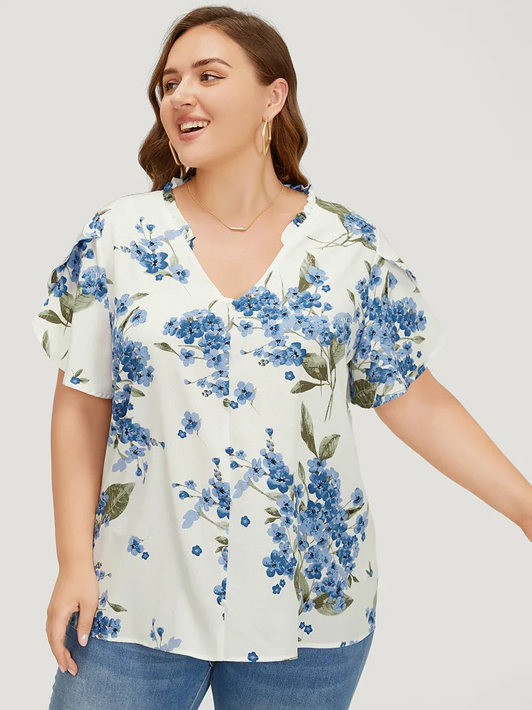 Floral Frill Trim Petal Sleeve Blouse sold by Bloomchic