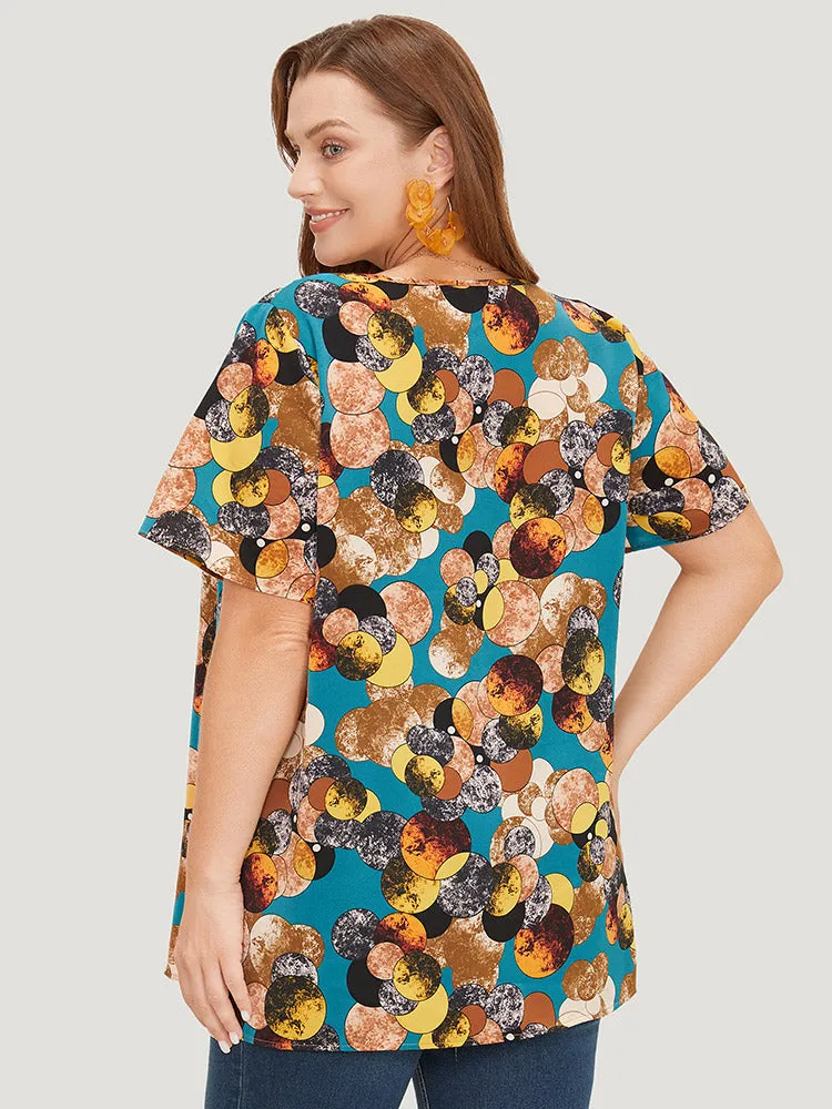 Allover Print Round Neck Contrast Blouse sold by Bloomchic product image thumbnail 3
