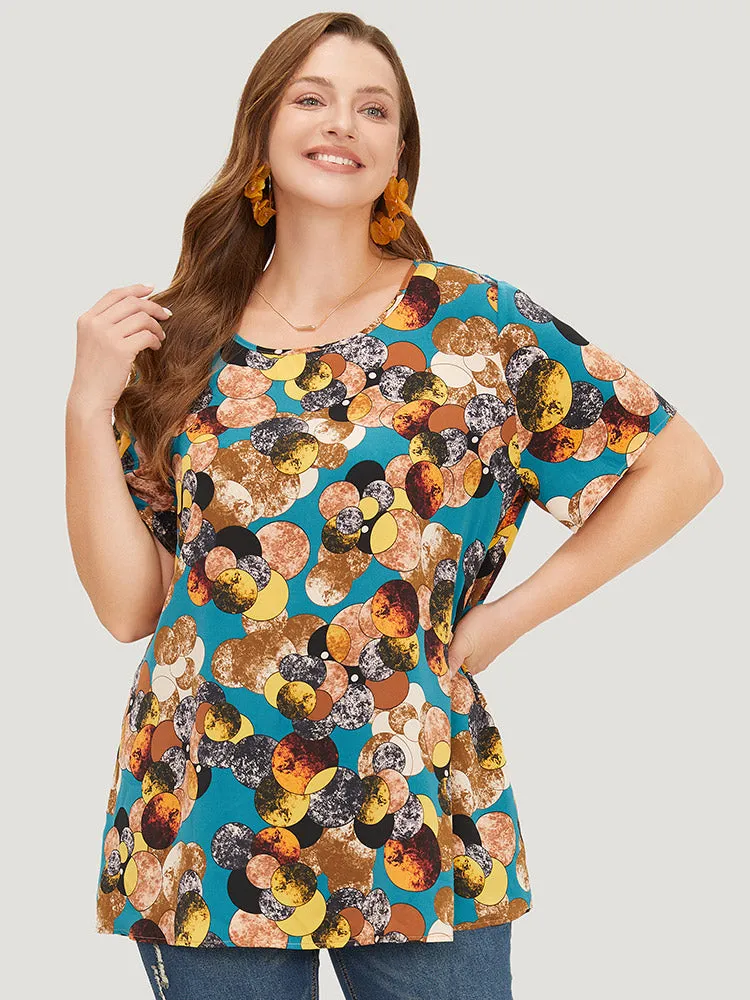 Allover Print Round Neck Contrast Blouse sold by Bloomchic product image thumbnail 4