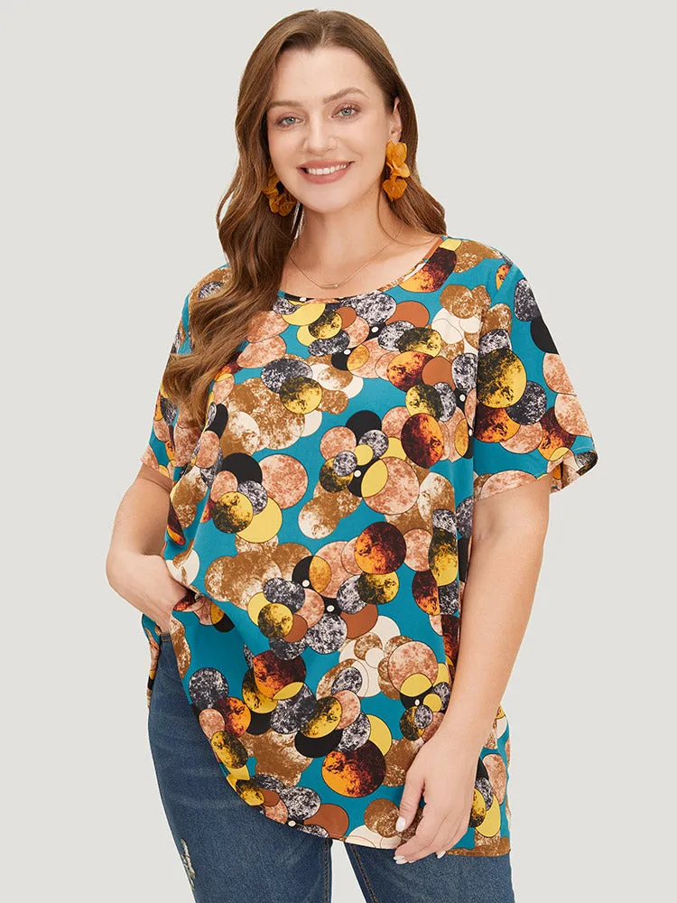 Allover Print Round Neck Contrast Blouse sold by Bloomchic product image thumbnail 2