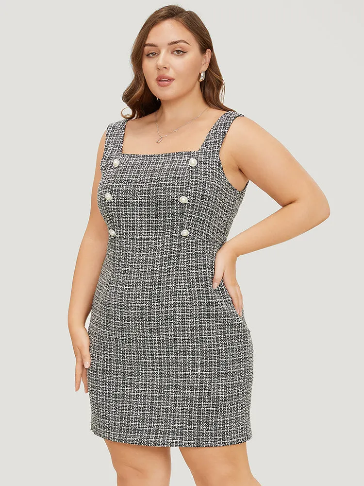 Plaid Tweed Zipper Pearl Beaded Tank Dress sold by Bloomchic product image thumbnail 3