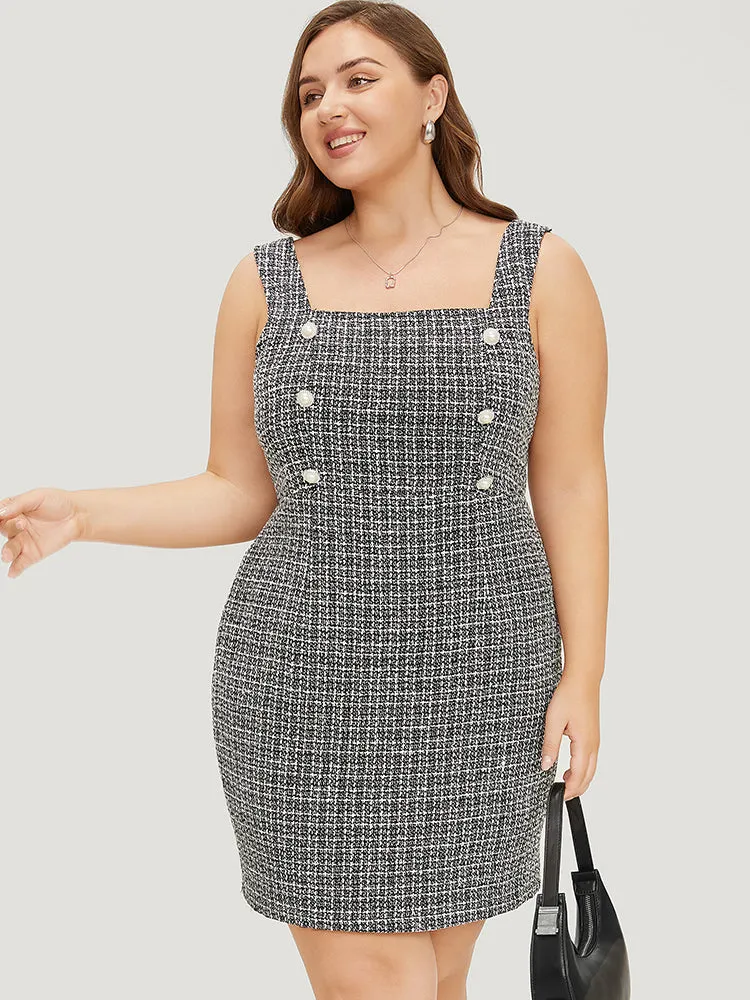 Plaid Tweed Zipper Pearl Beaded Tank Dress sold by Bloomchic product image thumbnail 4