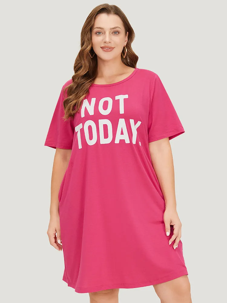 Letter Print Pocket Short Sleeve Graphic Dress sold by Bloomchic product image thumbnail 4