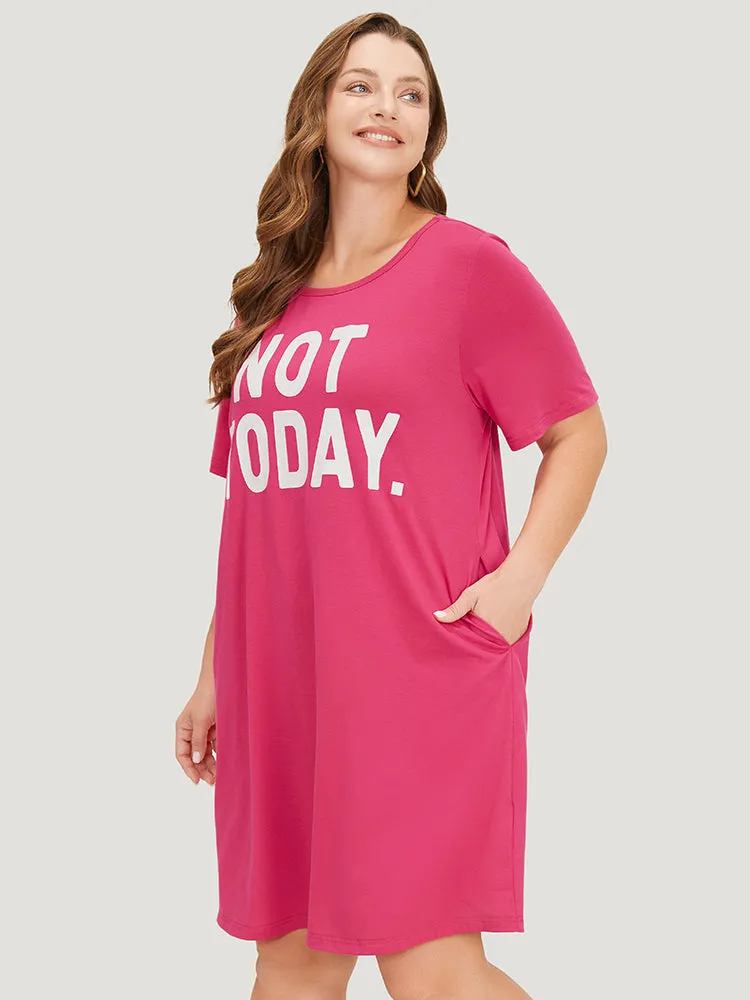 Letter Print Pocket Short Sleeve Graphic Dress sold by Bloomchic product image thumbnail 3