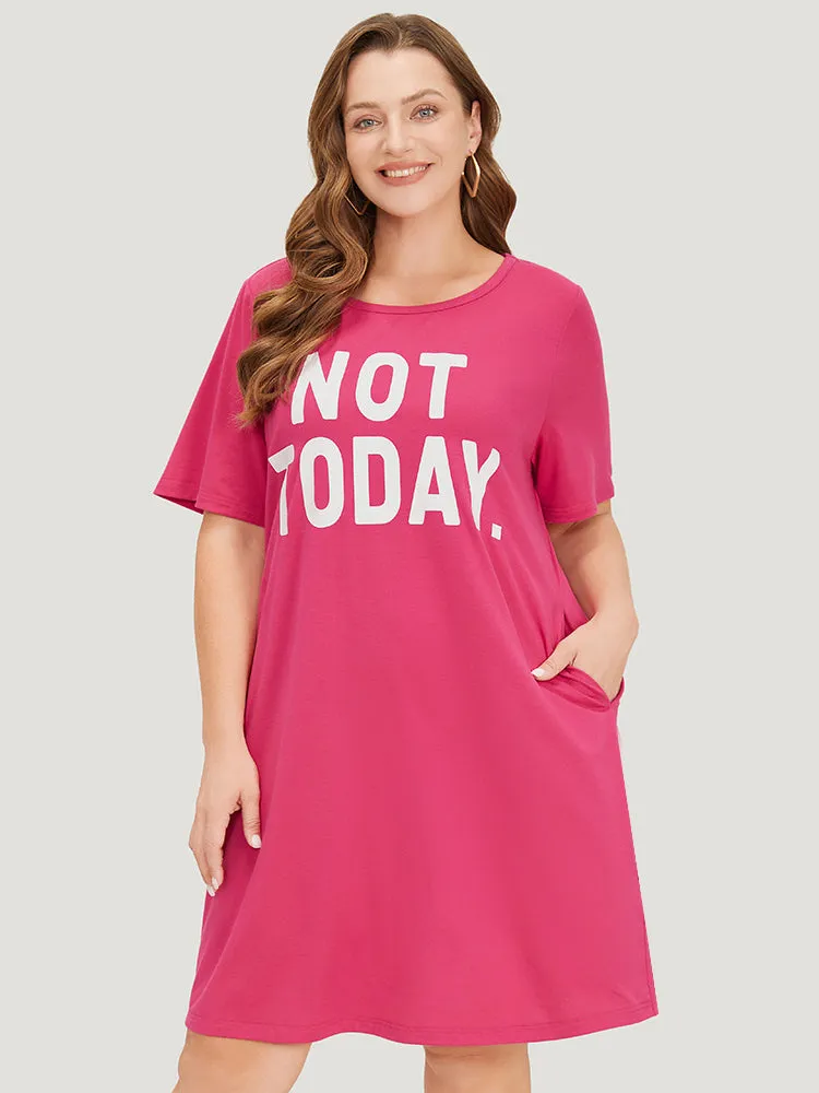 Letter Print Pocket Short Sleeve Graphic Dress sold by Bloomchic product image thumbnail 2