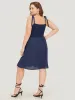 Plain Button Detail Pocket Shirred Ruffles Knot Cami Dress sold by Bloomchic