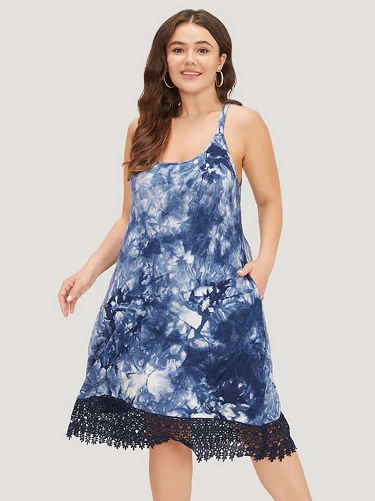 Tie Dye Pocket Lace Hem Cami Dress sold by Bloomchic product image thumbnail 2