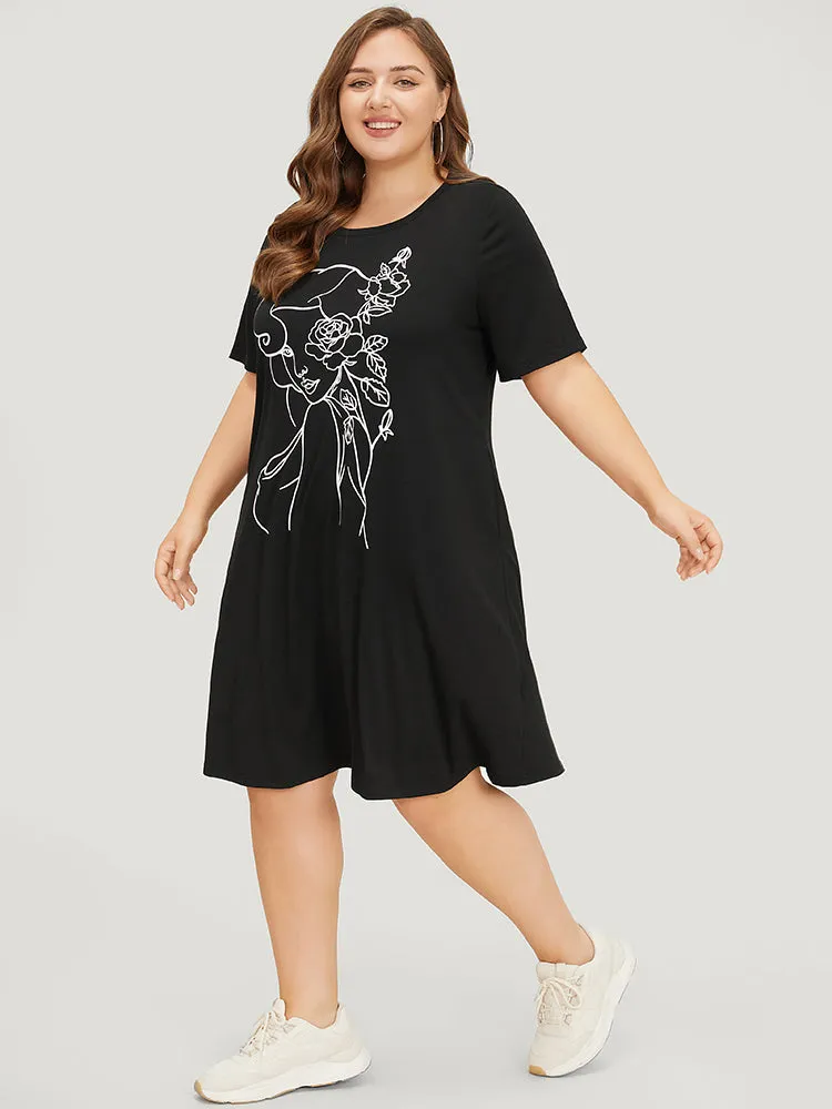 Rose & Figure Print Pocket Flutter Graphic Dress sold by Bloomchic product image thumbnail 3