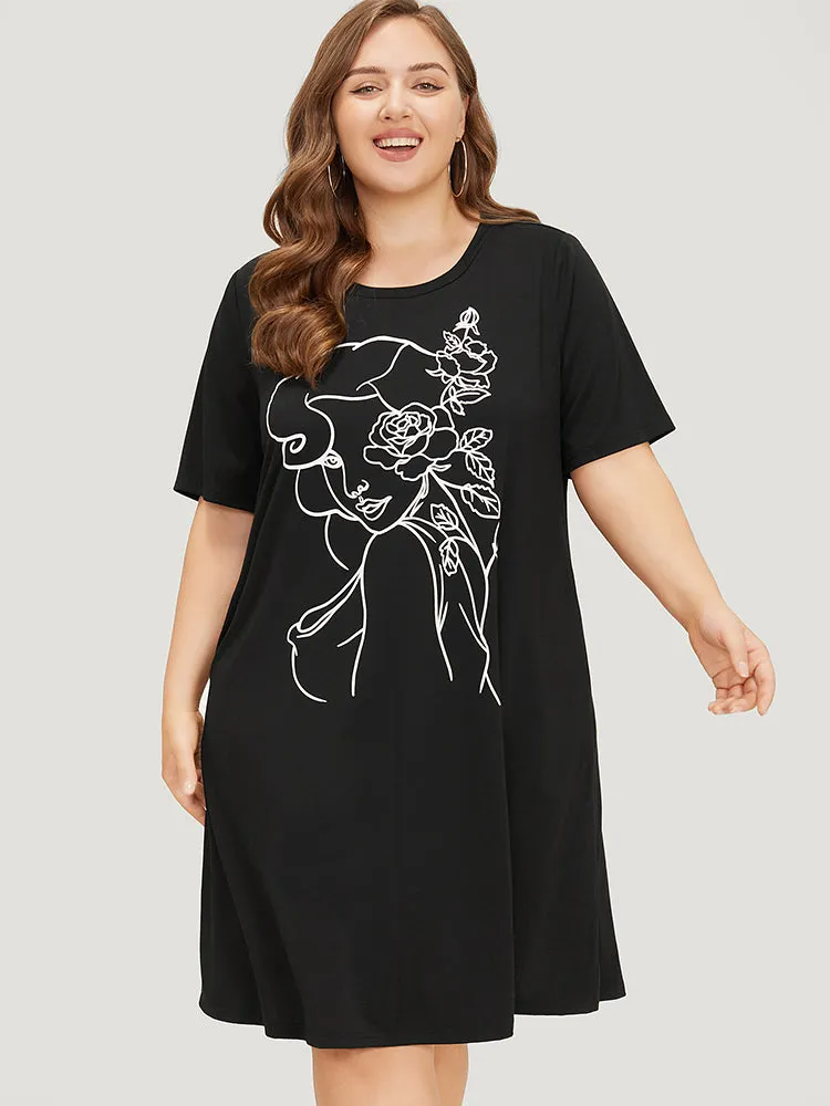 Rose & Figure Print Pocket Flutter Graphic Dress sold by Bloomchic product image thumbnail 4