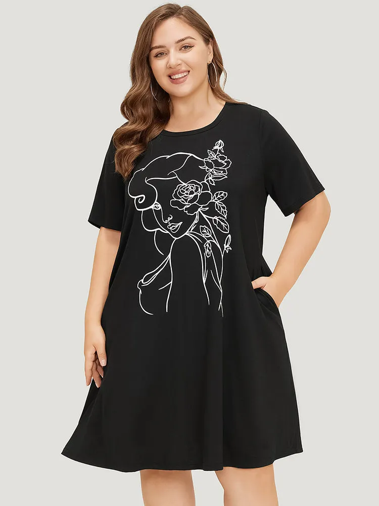 Rose & Figure Print Pocket Flutter Graphic Dress sold by Bloomchic product image thumbnail 5