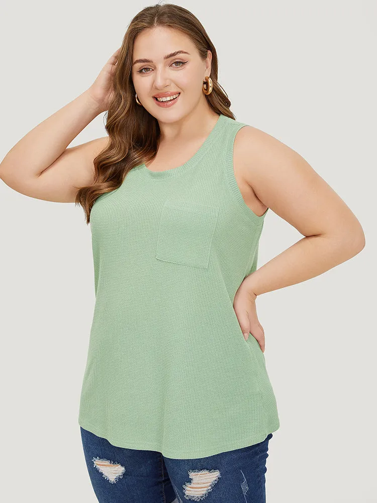 Solid Patched Pocket Waffle Knit Tank Top sold by Bloomchic product image thumbnail 3