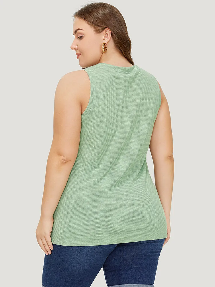 Solid Patched Pocket Waffle Knit Tank Top sold by Bloomchic product image thumbnail 4