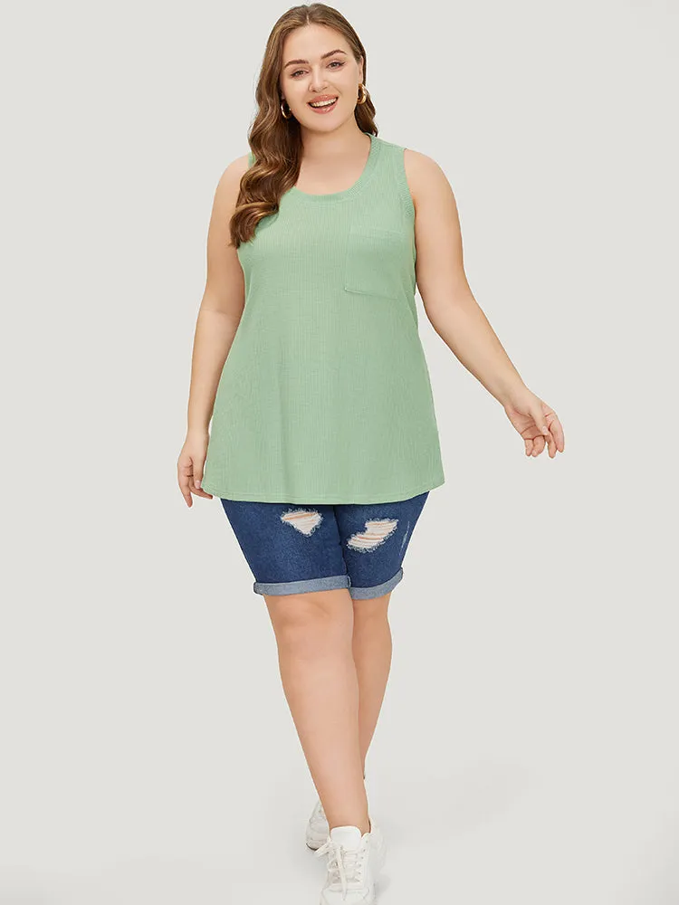 Solid Patched Pocket Waffle Knit Tank Top sold by Bloomchic product image thumbnail 5