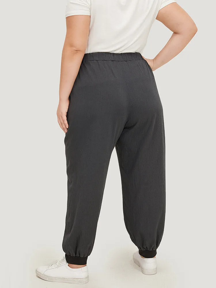 Plain Drawstring High Waist Pocket Carrot Pants sold by Bloomchic product image thumbnail 5