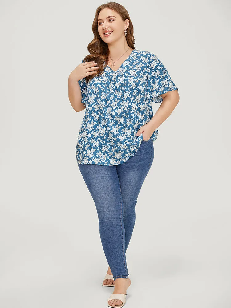 Floral Flutter Sleeve Gathered Blouse sold by Bloomchic product image thumbnail 5