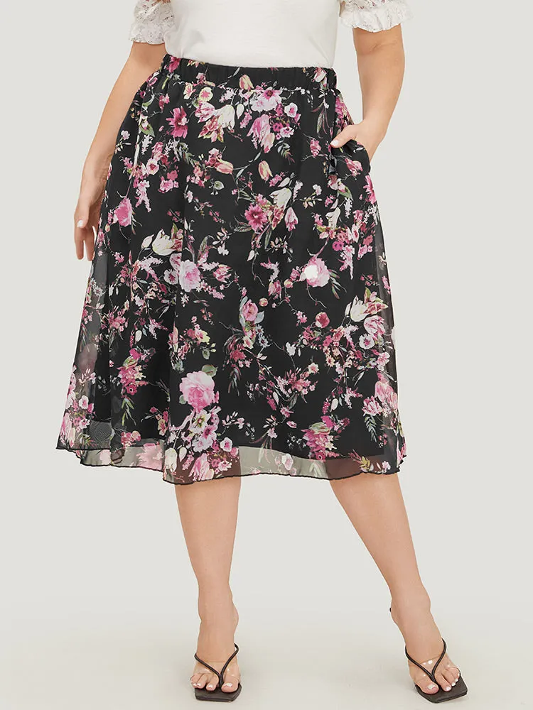 Floral Print Elastic Waist Pocket Skirt sold by Bloomchic product image thumbnail 3