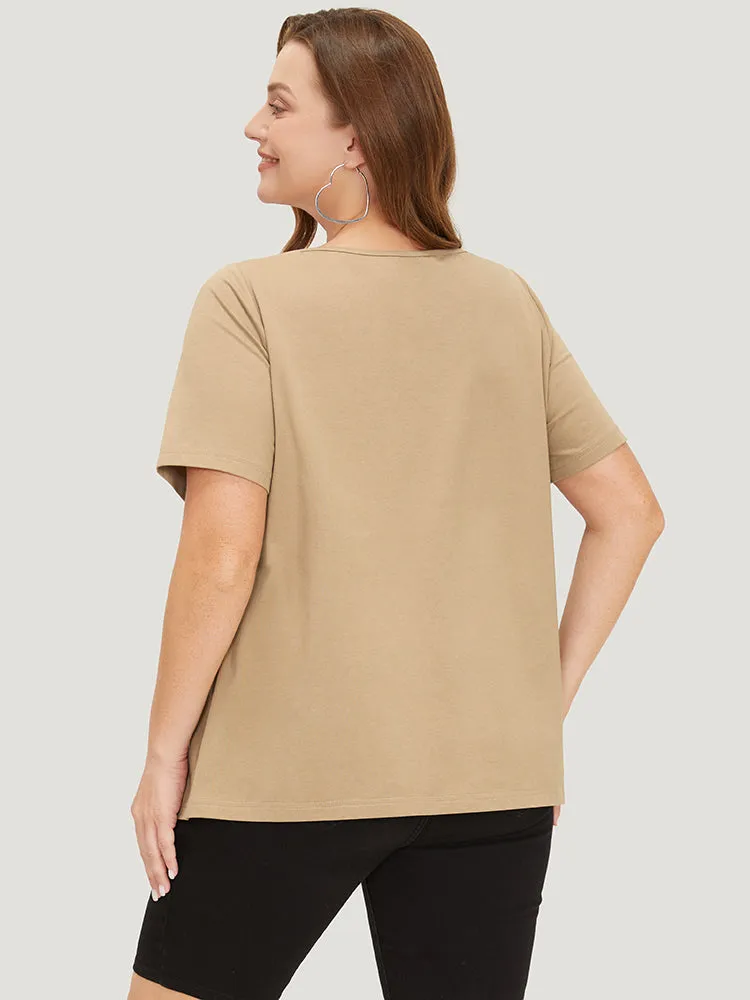 UltraCool Solid Scoop Neck Slightly Stretchy Regular T-shirt sold by Bloomchic product image thumbnail 3