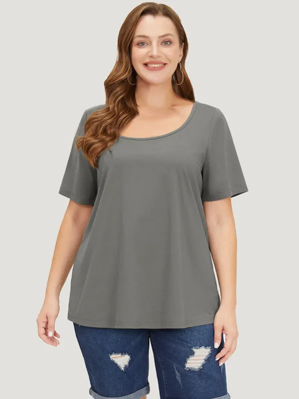 UltraCool Plain Short Sleeve Scoop Neck T-shirt sold by Bloomchic