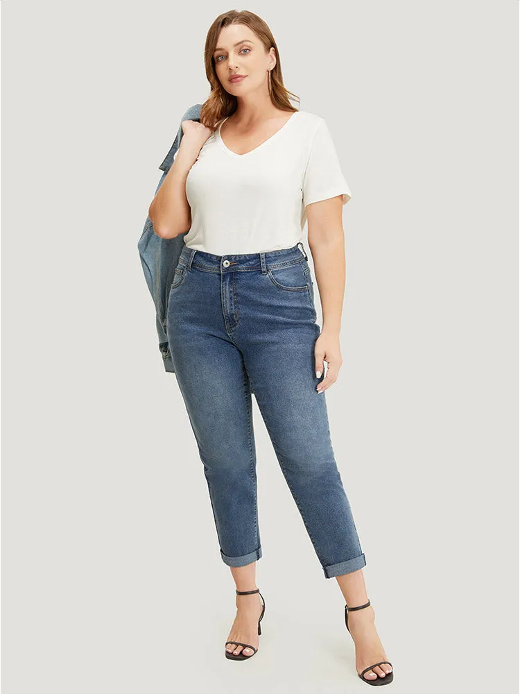 Very Stretchy High Rise Medium Wash Full Jeans sold by Bloomchic product image thumbnail 3