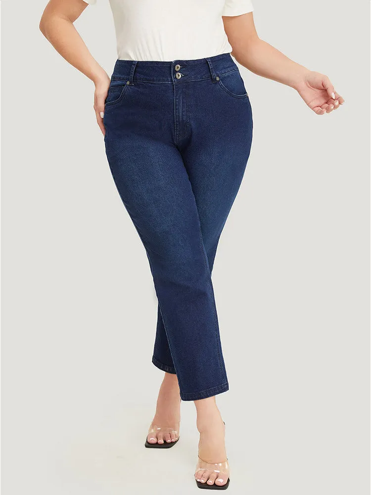 Very Stretchy High Rise Dark Wash Embroidery Back Jeans sold by Bloomchic product image thumbnail 5