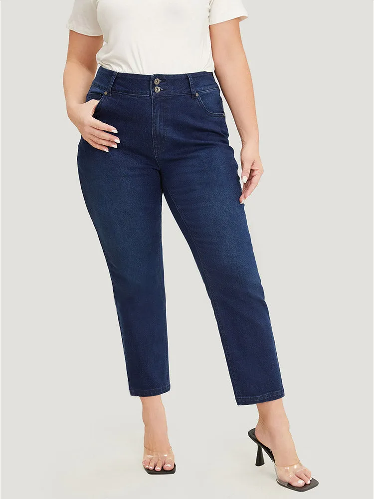 Very Stretchy High Rise Dark Wash Embroidery Back Jeans sold by Bloomchic product image thumbnail 2