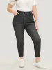 Very Stretchy High Rise Black Wash Vintage Jeans sold by Bloomchic
