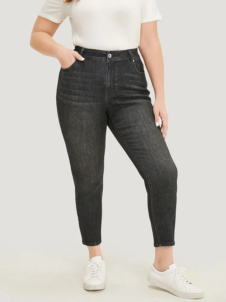 Very Stretchy High Rise Black Wash Vintage Jeans sold by Bloomchic product image thumbnail 4