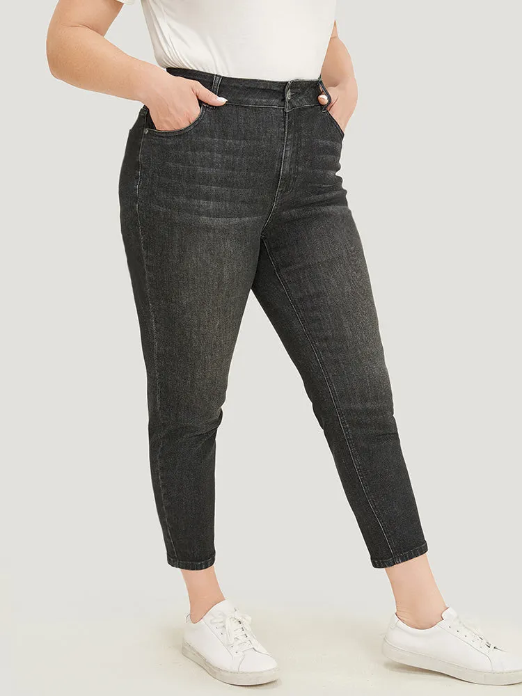 Very Stretchy High Rise Black Wash Vintage Jeans sold by Bloomchic product image thumbnail 5