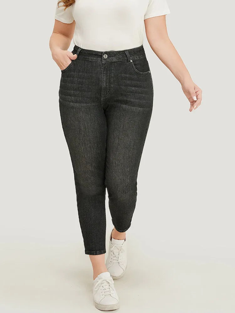 Very Stretchy High Rise Black Wash Vintage Jeans sold by Bloomchic product image thumbnail 2