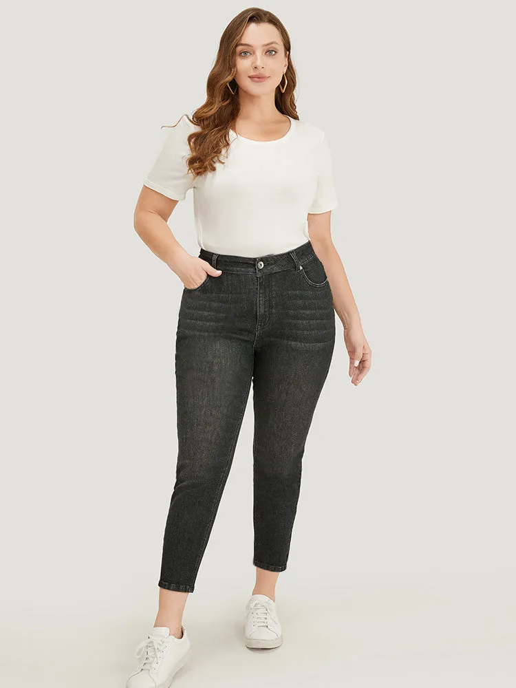 Very Stretchy High Rise Black Wash Vintage Jeans sold by Bloomchic product image thumbnail 3