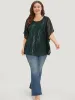 Glitter Striped Mesh Batwing Sleeve Blouse sold by Bloomchic
