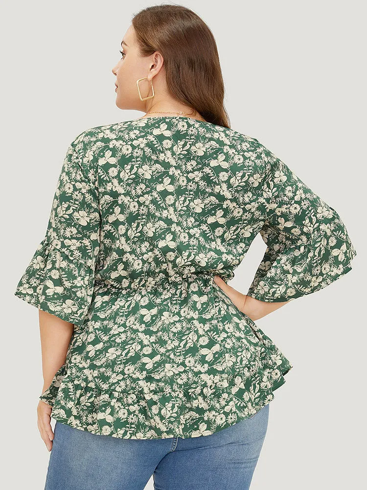 Ditsy Floral Bell Sleeve Flutter Hem Blouse sold by Bloomchic product image thumbnail 2