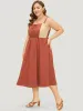 Color Block Contrast Pocket Flutter Hem Knot Cami Dress sold by Bloomchic