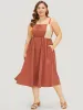 Color Block Contrast Pocket Flutter Hem Knot Cami Dress sold by Bloomchic