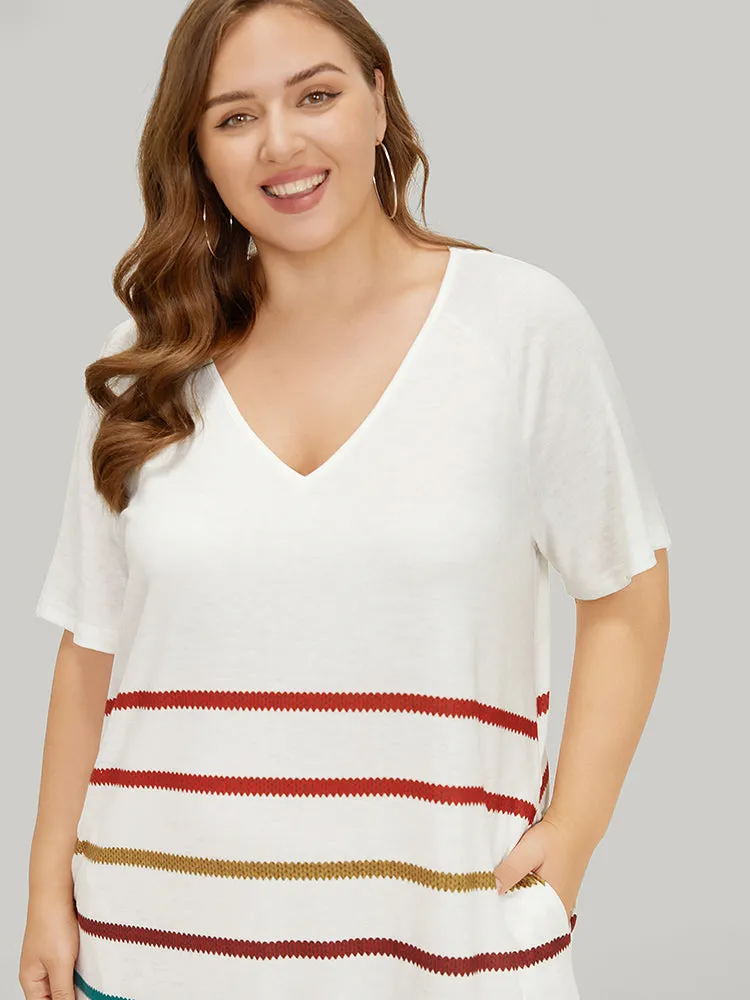 Rainbow Striped Pocket Curved Hem Dress sold by Bloomchic product image thumbnail 5