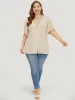 Plain Ruffle Sleeve Button Detail Lace Trim T-shirt sold by Bloomchic