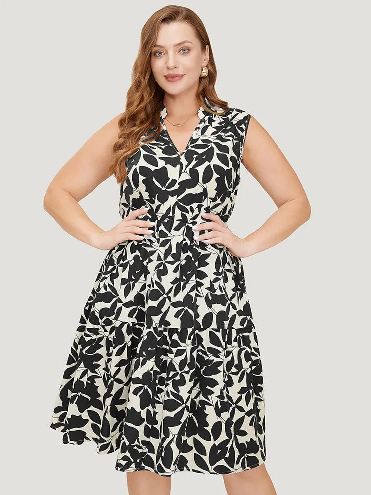 Floral Ptrint Pocket Ruffle Tiered Stand Collar Tank Dress sold by Bloomchic product image thumbnail 5