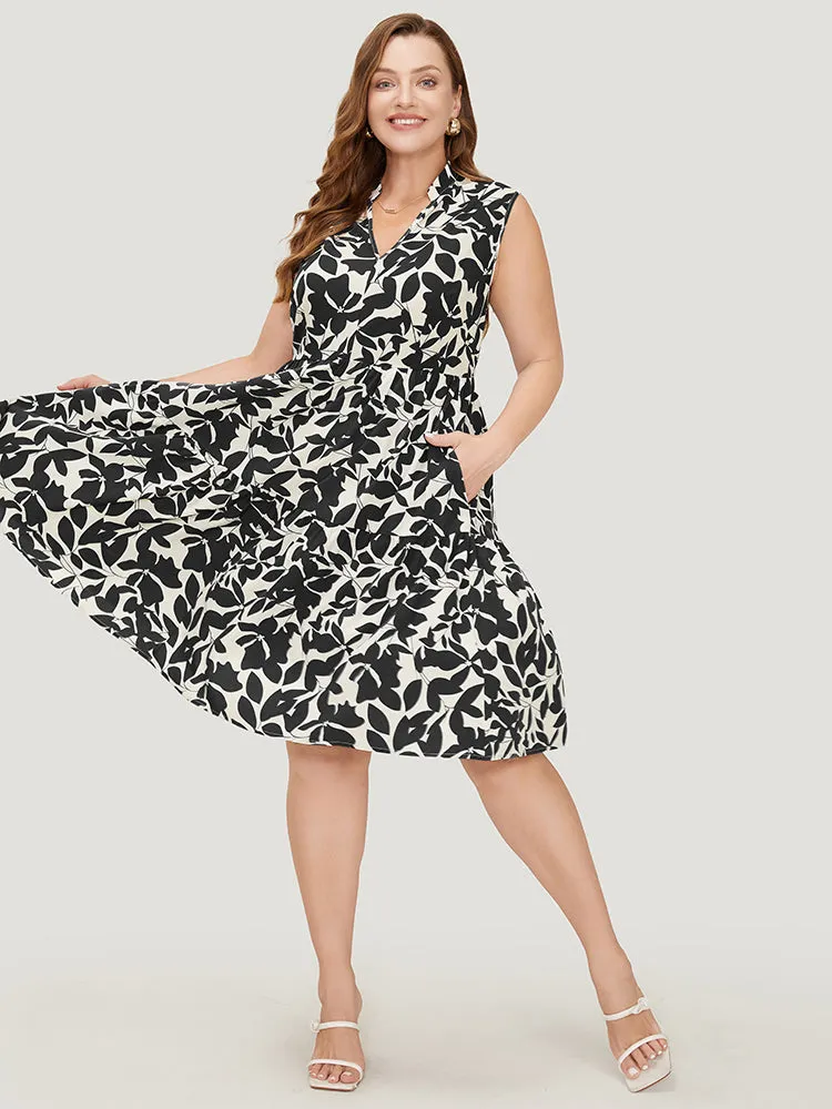 Floral Ptrint Pocket Ruffle Tiered Stand Collar Tank Dress sold by Bloomchic product image thumbnail 3