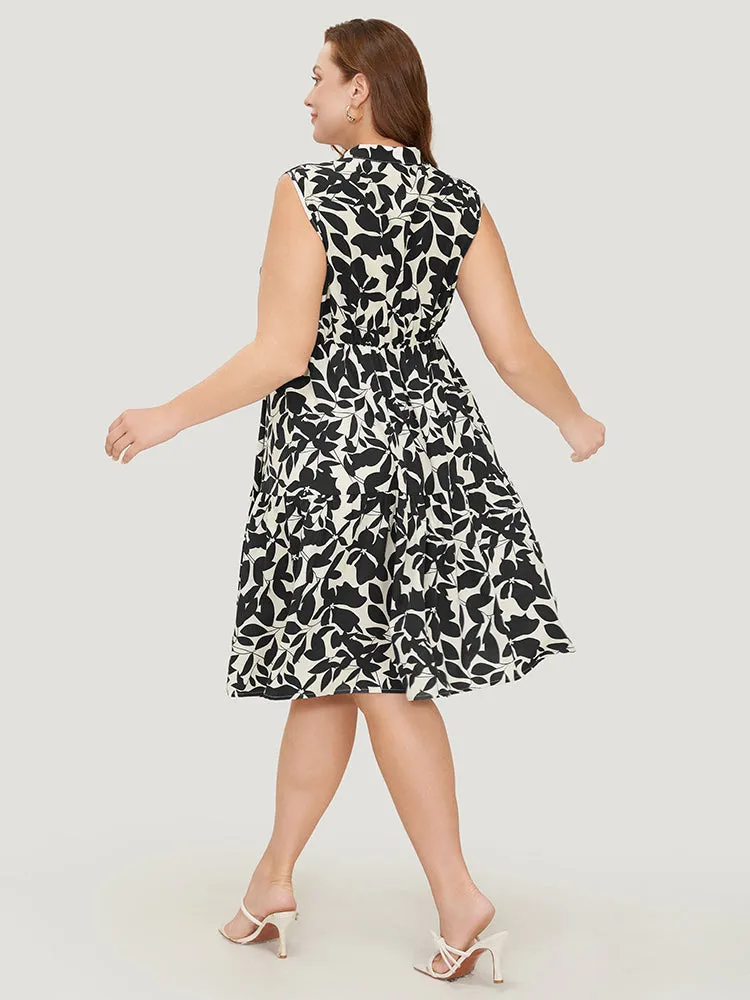 Floral Ptrint Pocket Ruffle Tiered Stand Collar Tank Dress sold by Bloomchic product image thumbnail 2