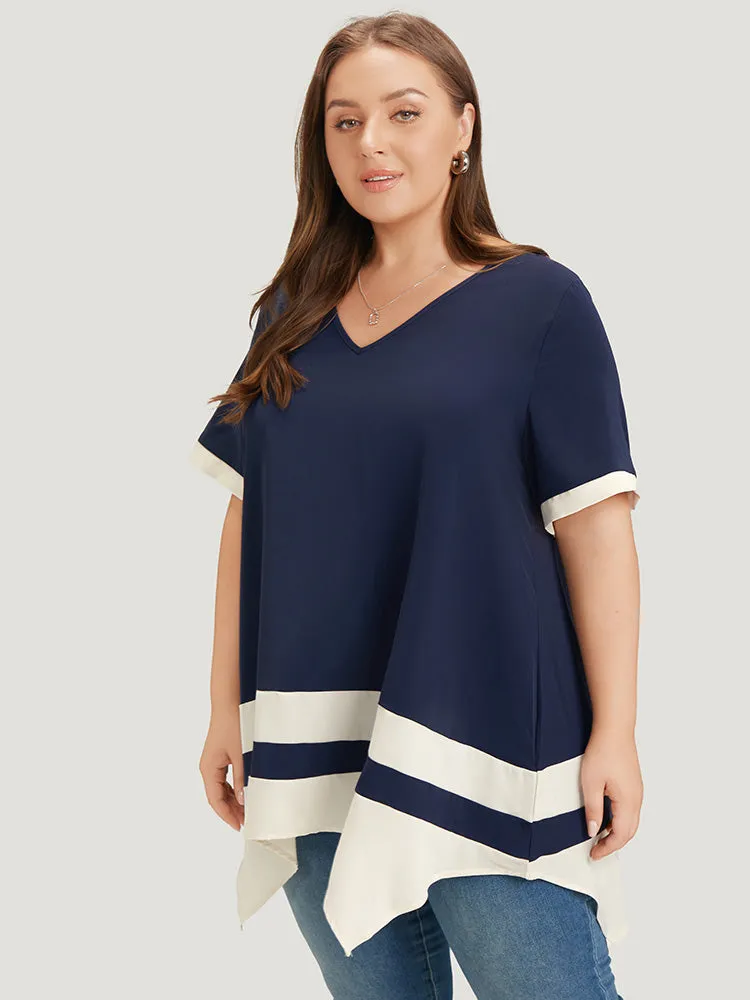 Anti-Wrinkle Two Tone Hanky Hem Blouse sold by Bloomchic product image thumbnail 3