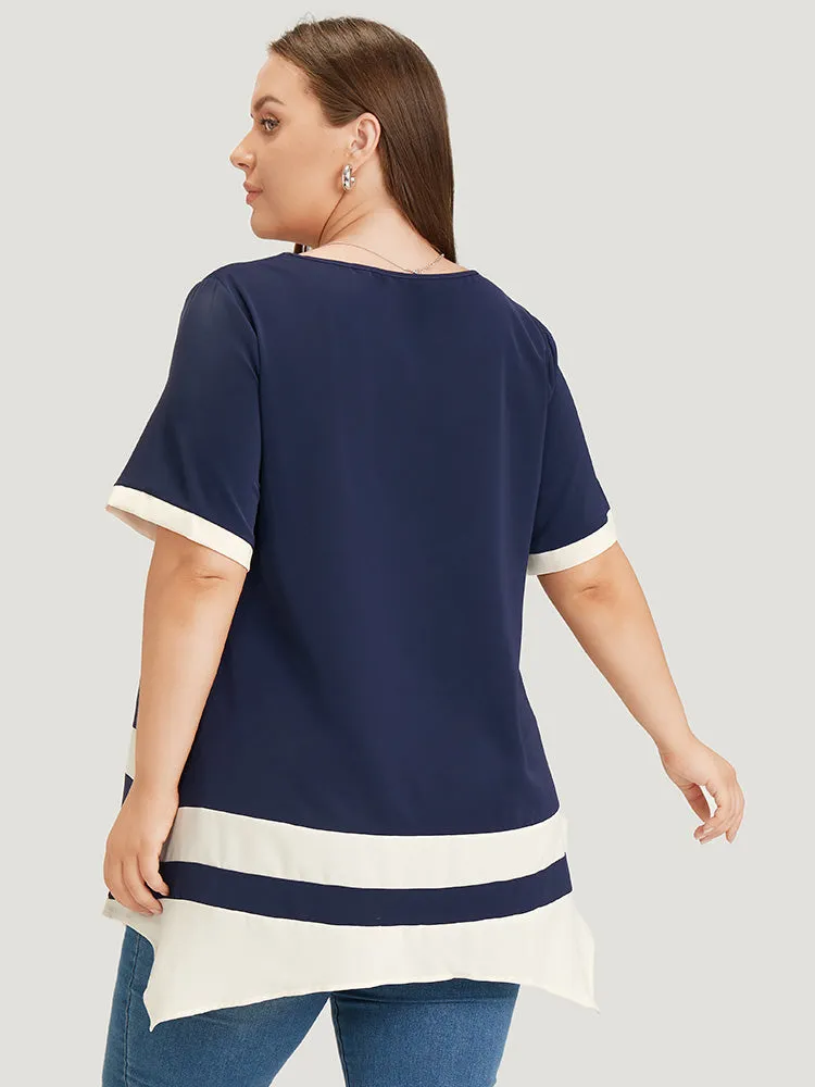 Anti-Wrinkle Two Tone Hanky Hem Blouse sold by Bloomchic product image thumbnail 2