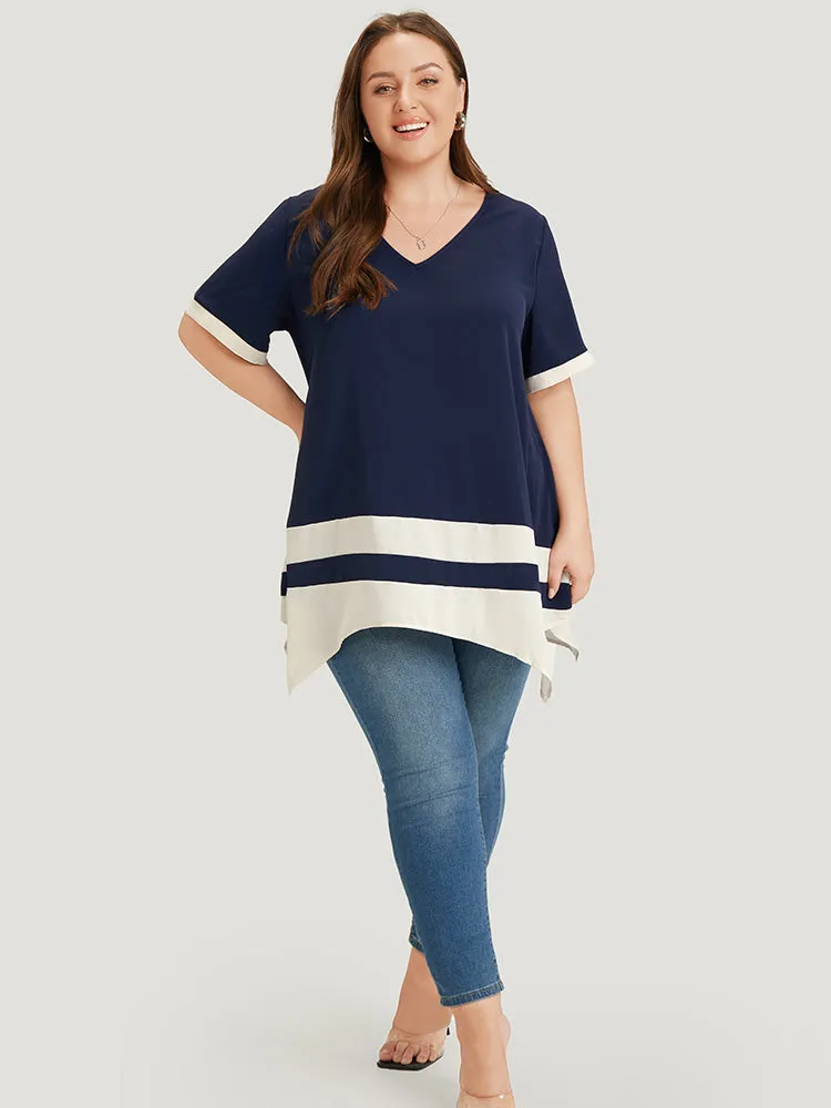 Anti-Wrinkle Two Tone Hanky Hem Blouse sold by Bloomchic product image thumbnail 4