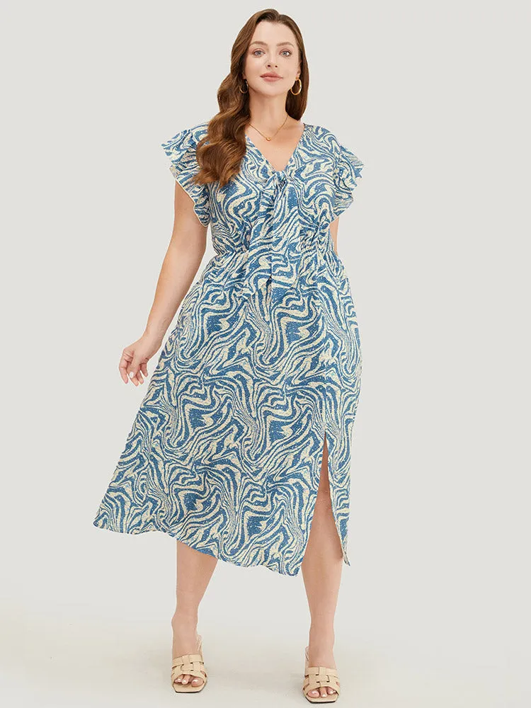 Zebra Print Contrast Pocket Cap Sleeve Split Dress sold by Bloomchic