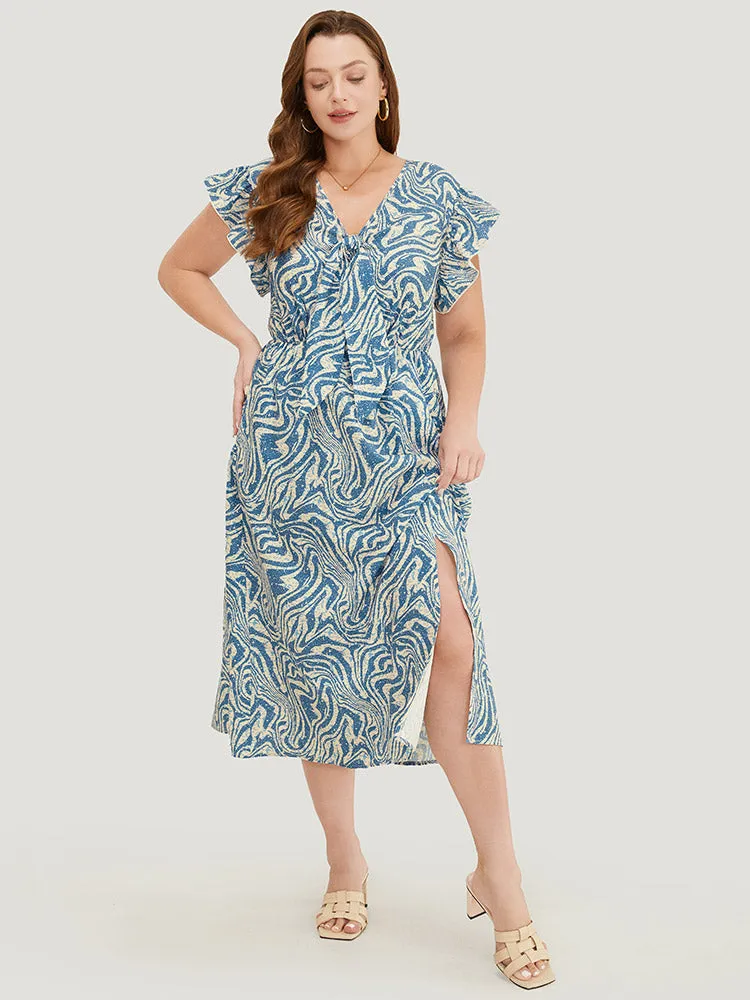 Zebra Print Contrast Pocket Cap Sleeve Split Dress sold by Bloomchic product image thumbnail 5