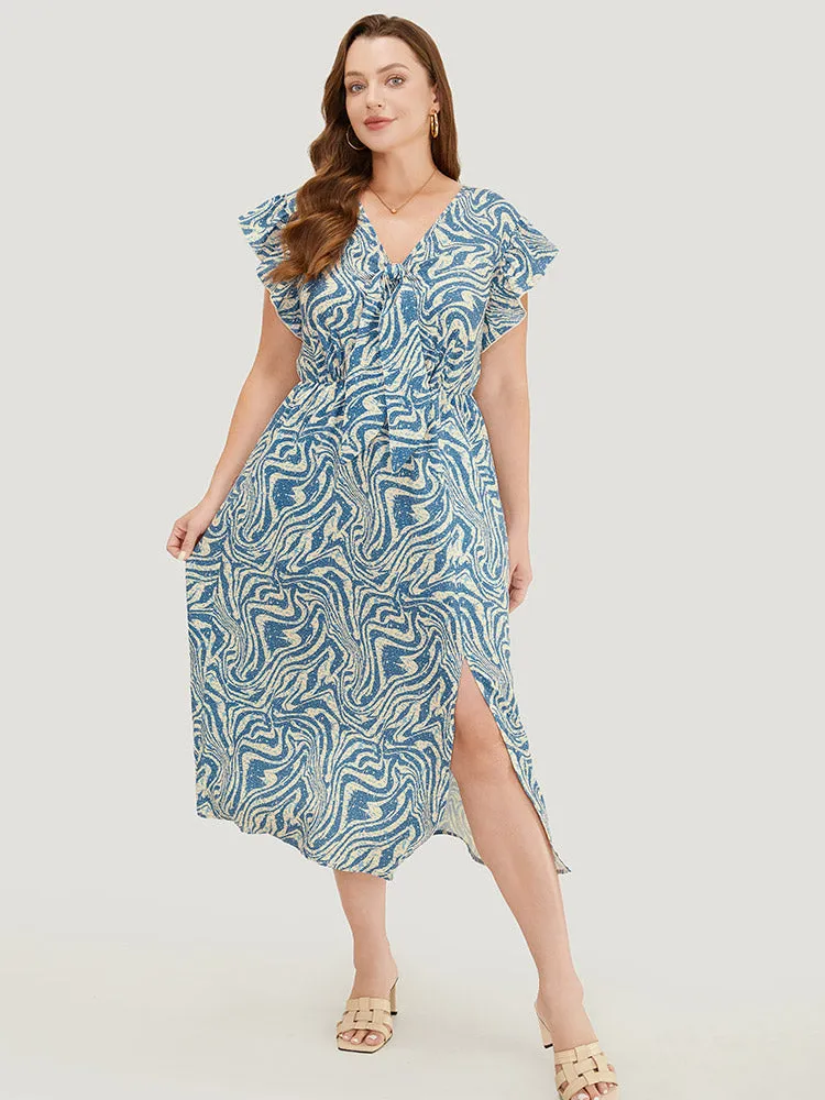 Zebra Print Contrast Pocket Cap Sleeve Split Dress sold by Bloomchic product image thumbnail 4