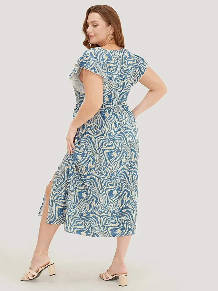 Zebra Print Contrast Pocket Cap Sleeve Split Dress sold by Bloomchic product image thumbnail 3