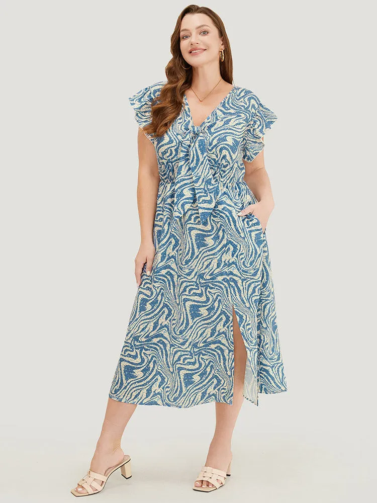 Zebra Print Contrast Pocket Cap Sleeve Split Dress sold by Bloomchic product image thumbnail 2