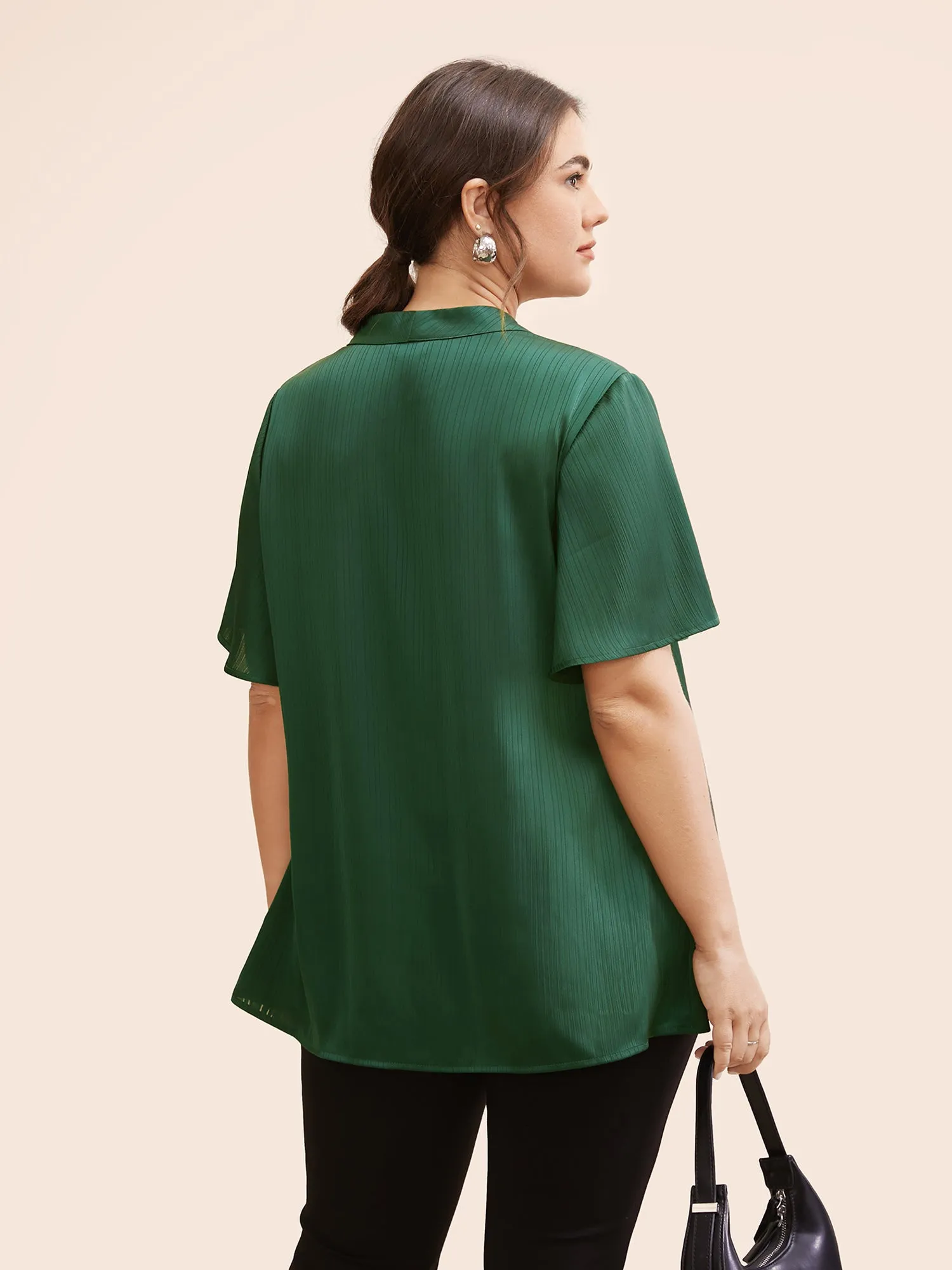 Plain Knot Neck Ruffle Sleeve Blouse sold by Bloomchic product image thumbnail 3